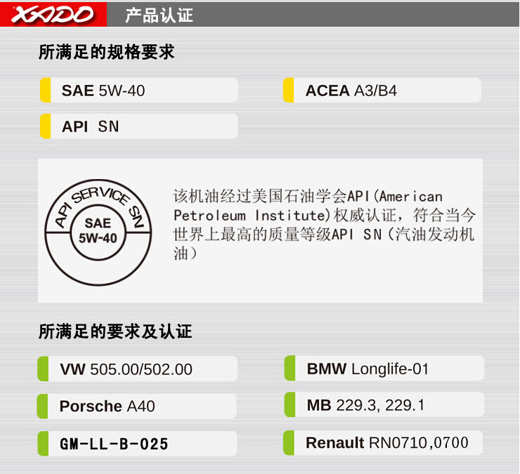 原装进口哈多xado机油 sn级全合成5w-40 4升装含有修复因子原子态 - 图2