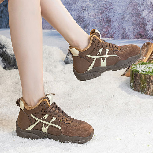 品牌德训鞋子女2025新款爆款冬季加绒保暖棉鞋厚底运动休闲老爹鞋 - 图2