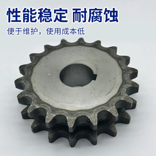 45钢平双链轮片4分5分链轮配08B-2-10A-2双排链条齿数10/11到30齿 - 图0