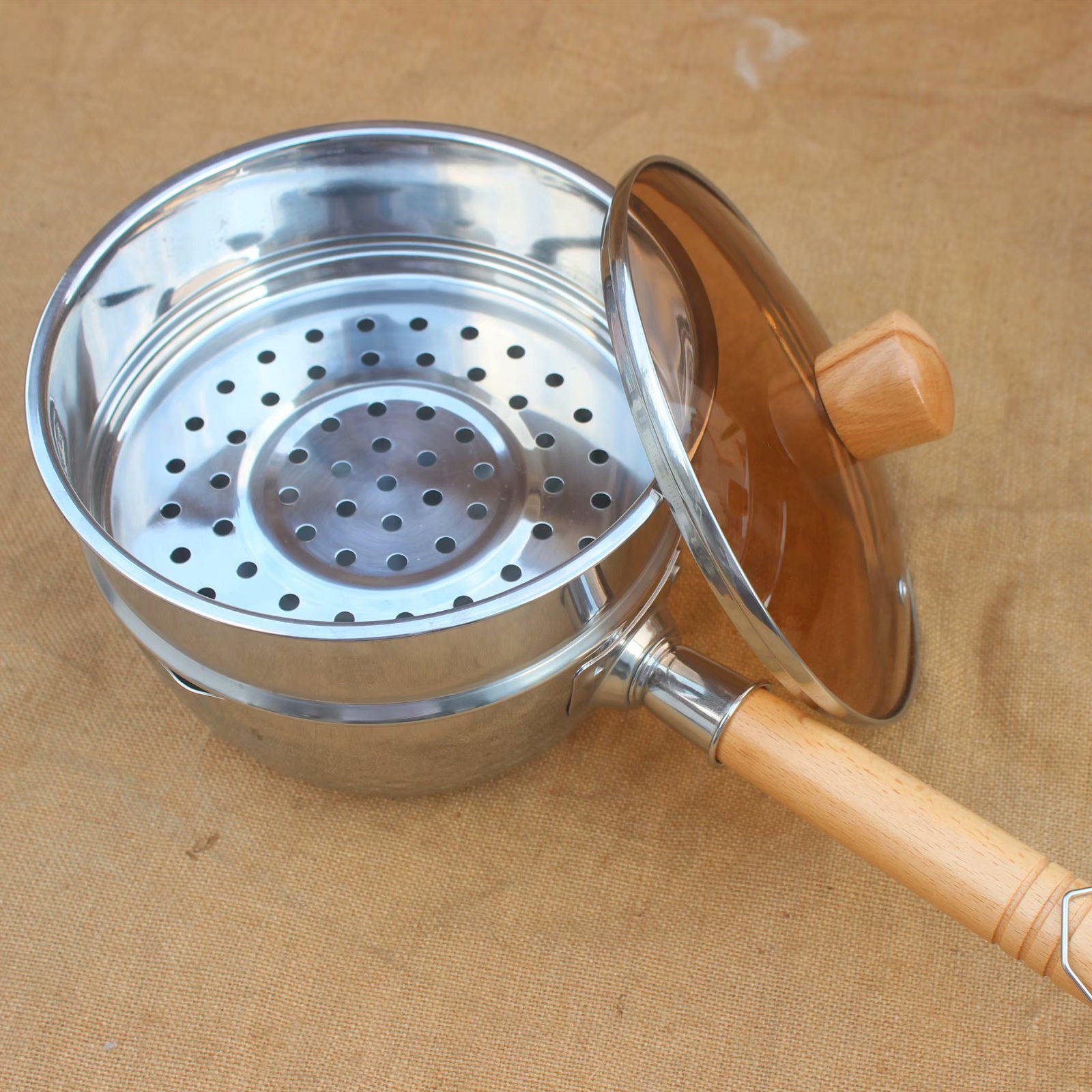 不锈钢家用雪平锅汤锅泡面锅热奶煮面小锅无涂层燃气用带盖子蒸笼