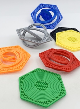 创意立体3D打印跨境热卖可当玩具的杯垫六边形陀螺仪杯垫解压玩具