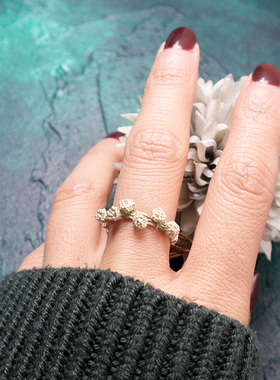 Palnart poc日本手作小白花少女文艺森系花朵ins风可爱花环戒指