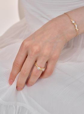 莓拉张靓颖同款「星辰」戒指925银饰碎闪金色开口戒礼物HEGA LING