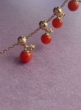 温莎珠宝LHwindsor原创设计小橘子项链橙色珠串颈链HEGALING买手