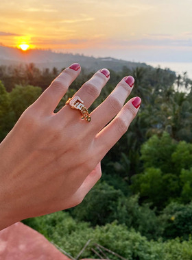 温莎珠宝锁链小众设计可调节戒指