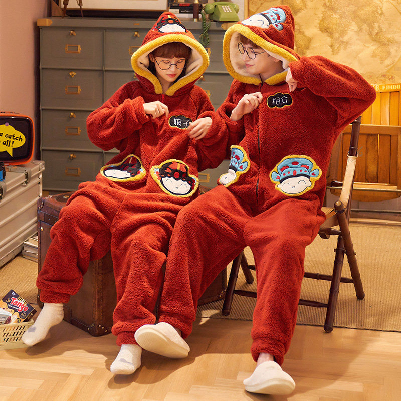 情侣珊瑚绒网红睡衣秋冬季家居服 听唯诗睡衣/家居服套装