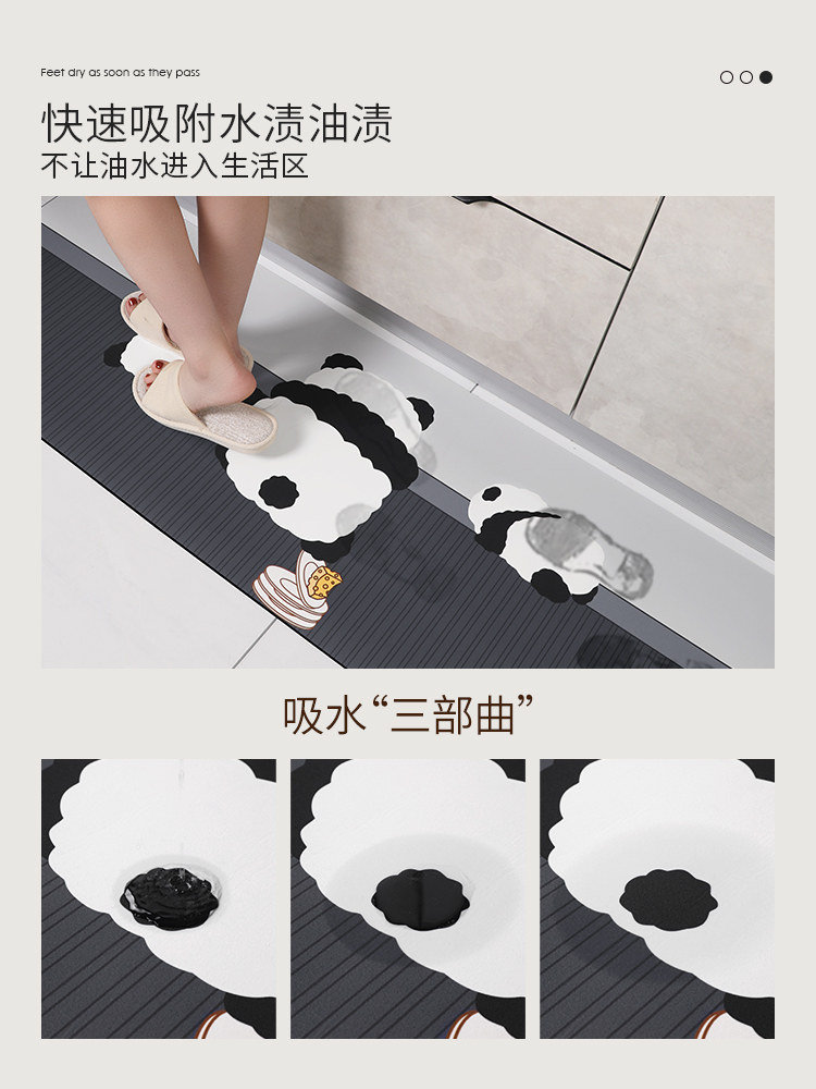 Kitchen floor mat water-absorbent anti-slip anti-oil anti-dirty carpet