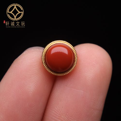 天然南红S925银镀金背云隔珠散珠桶珠圆珠子DIY文玩配饰配件配珠 - 图0