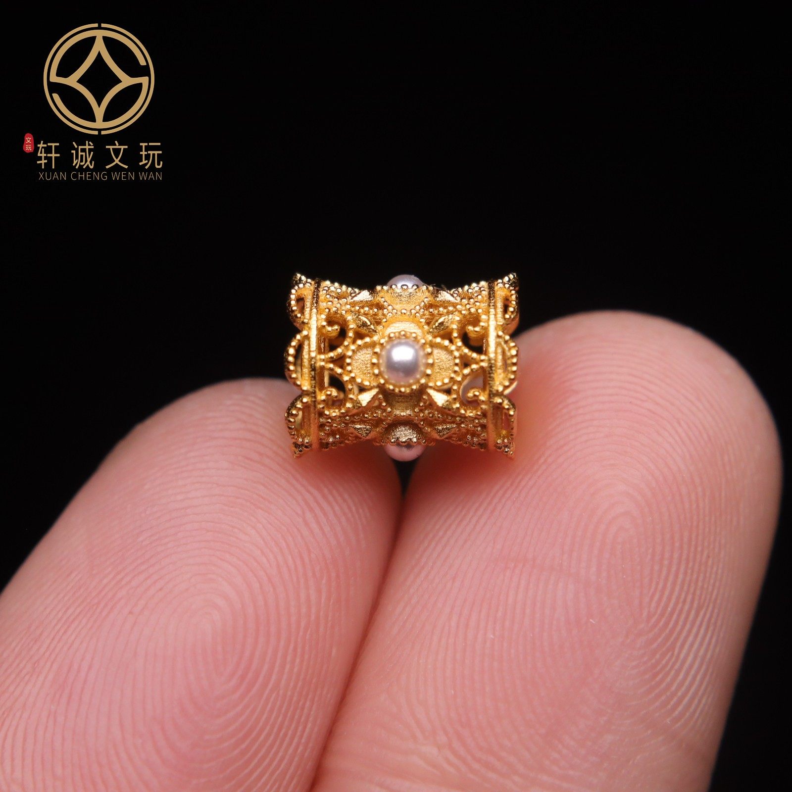 原创925银镀金镶嵌珍珠镂空桶珠腰珠隔珠串珠diy文玩配饰手串配珠,淘宝优惠券,粉丝福利购,淘宝优惠卷