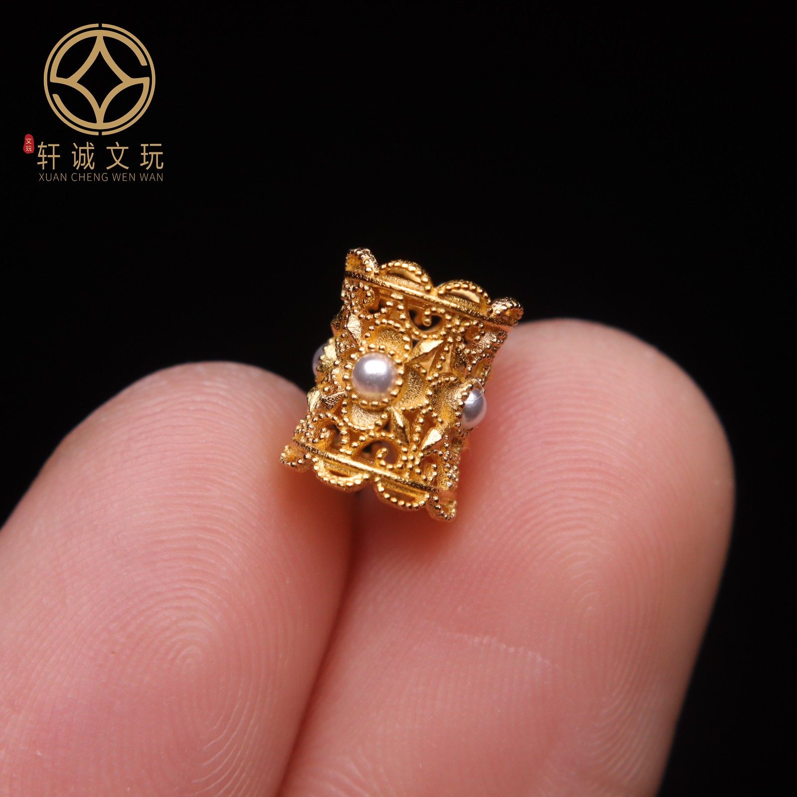 原创925银镀金镶嵌珍珠镂空桶珠腰珠隔珠串珠diy文玩配饰手串配珠,淘宝优惠券,粉丝福利购,淘宝优惠卷