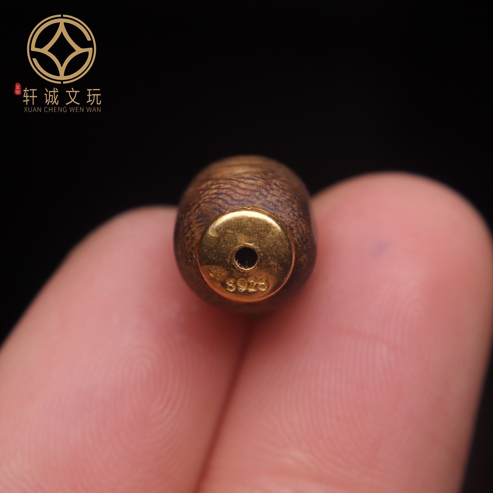 原创S925银镀金天然奇楠沉香木镶嵌聚财咒老型桶珠散珠DIY配饰,淘宝优惠券,粉丝福利购,淘宝优惠卷