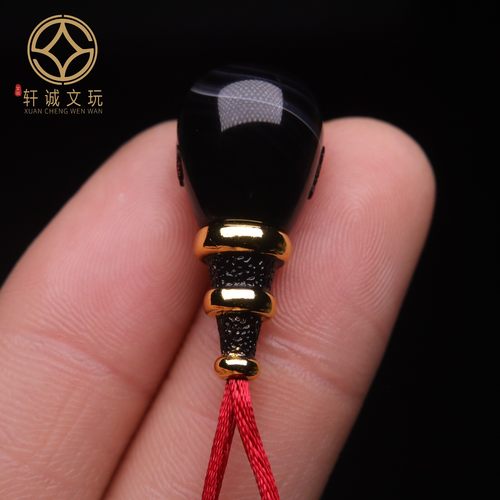 天然黑玛瑙古法金三通佛头星月金刚菩提108长串配饰配件文玩饰品 - 图0