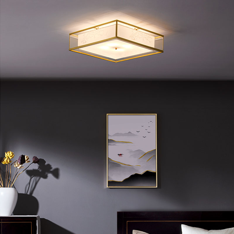 新中式卧室灯全铜现代简约吸顶灯客厅大气中国风家用灯具