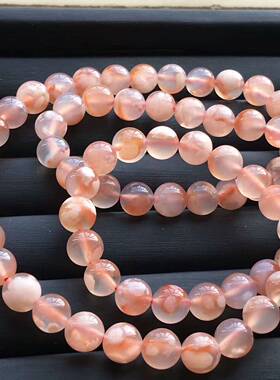 马达加斯加樱花玛瑙冰透玉髓手串