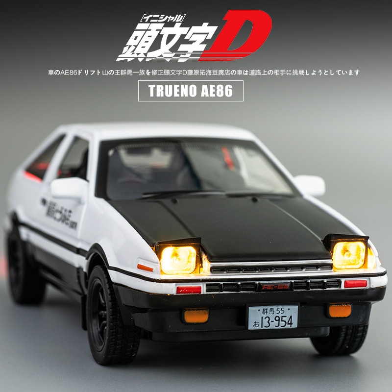 AE86头文字D合金模型车藤原豆腐店模型车回力玩具车仿真汽车模型-图2