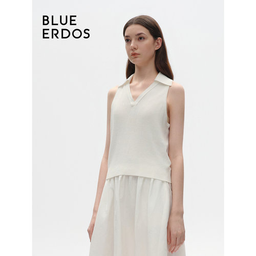 BLUE ERDOS 新款纯色拼接设计小翻领翻花女套背心B245D2010 - 图2
