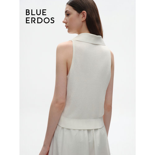BLUE ERDOS 新款纯色拼接设计小翻领翻花女套背心B245D2010 - 图3