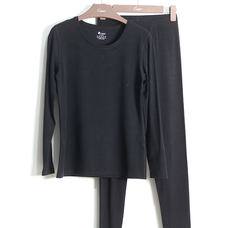 凯撒caser女士暖姜亲肤绒圆领保暖内衣套装秋衣秋裤秋冬BK60-2013 - 图1