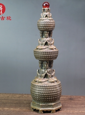 纯铜佛塔千佛塔万佛塔仿古佛尊宝塔舍利塔铜器摆件家用供奉摆设