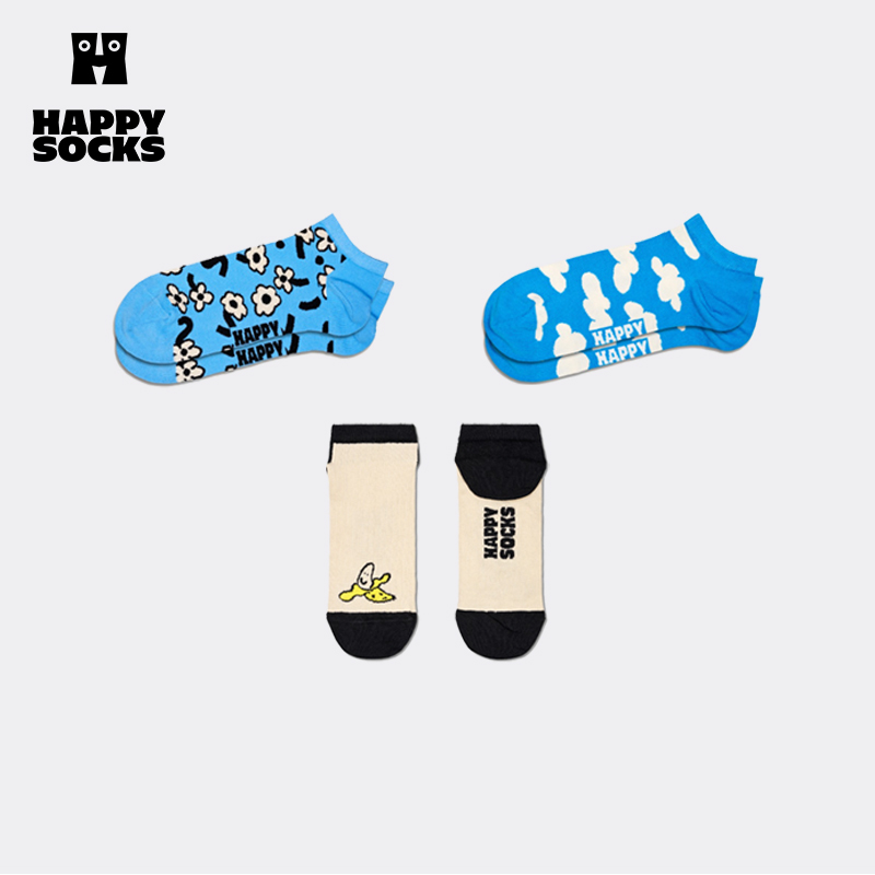 【新品】Happy Socks春秋款不勒脚袜子女男薄荷曼波黑白棉袜短袜 - 图0