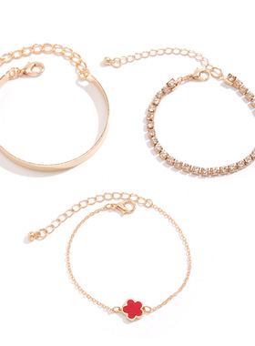 Vintage rhinestone chain bracelet复古水钻链条手链光面手镯