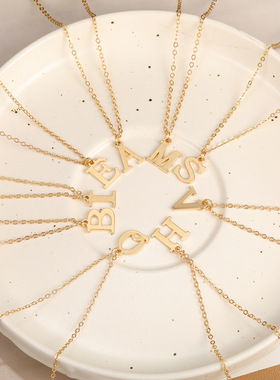 女士简约字母锁骨链项链