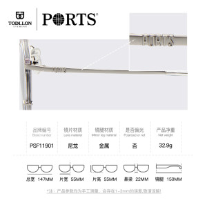 PORTS/宝姿 夏季圆形墨镜女款银色百搭板材太阳眼镜PSF11901