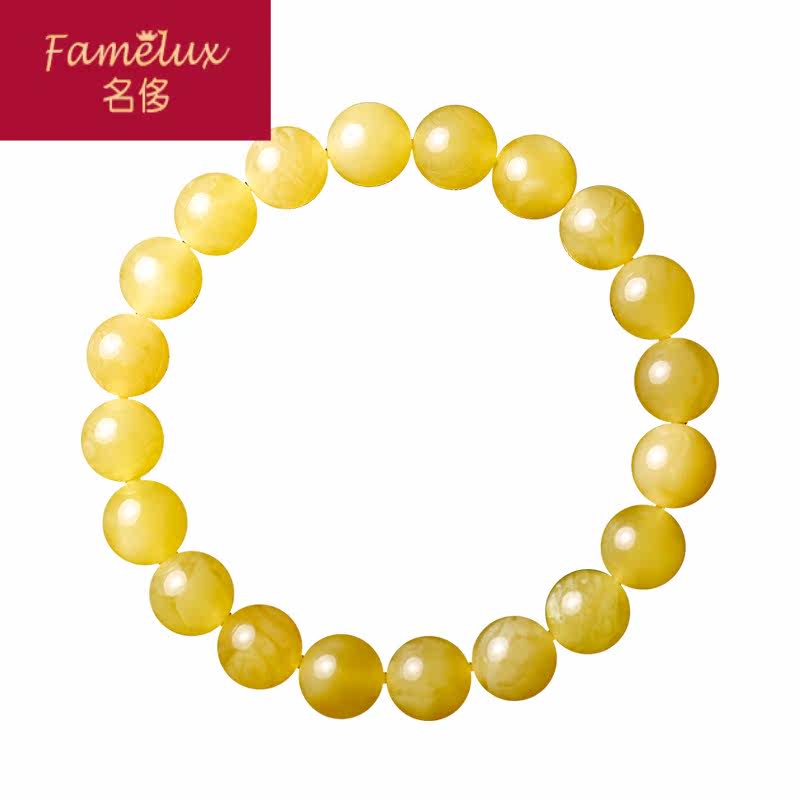 开光蜜蜡天然原石满蜜鸡油黄手链 名侈手链