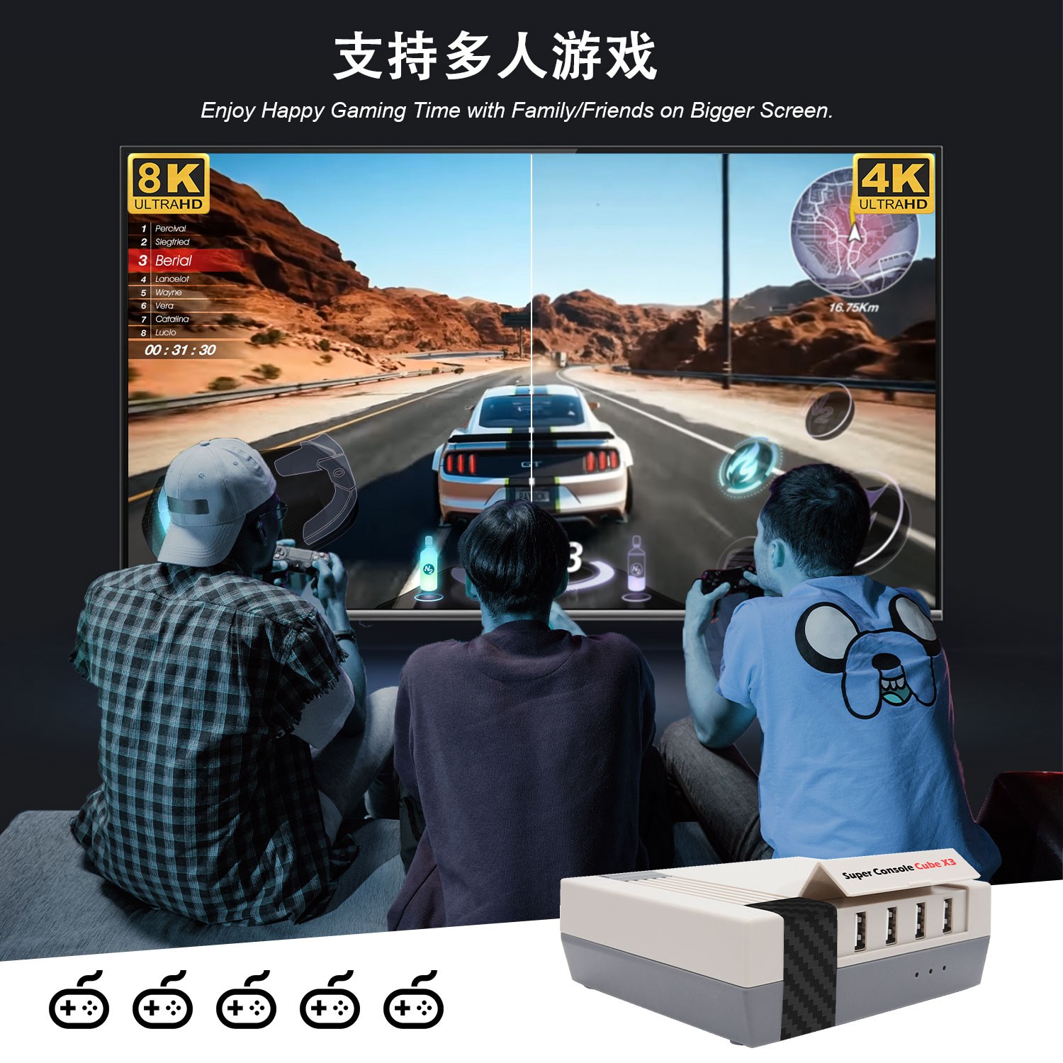 新款高清家用游戏机连电视双系统双人摇杆无线手柄大型3D街机psp - 图1