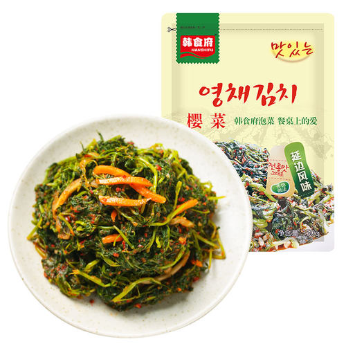韩食府樱菜咸菜 东北特产腌制泡菜 韩式下饭咸菜朝鲜族小咸菜350g - 图0