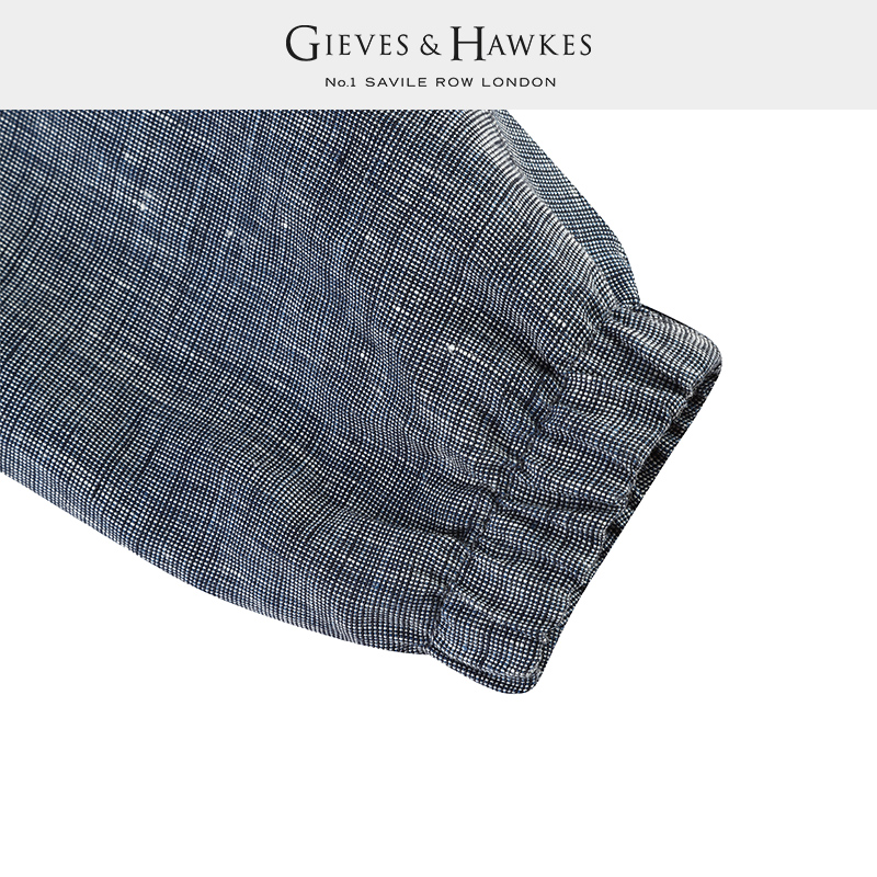 GIEVES&HAWKES/君皇仕男士立领纯亚麻夹克风衣薄外套G4950EI031 - 图2