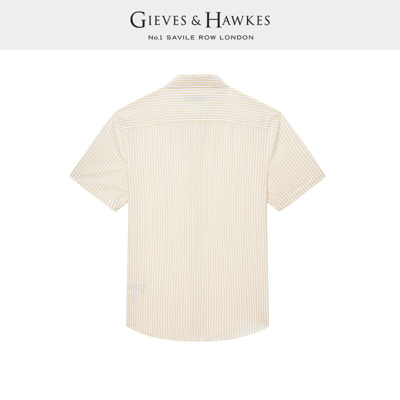 GIEVES&HAWKES/君皇仕GH男士棉亚麻条纹礼服短袖衬衫 G4100606I1 - 图0