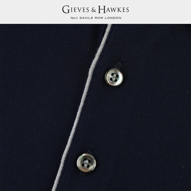 GIEVES&HAWKES/君皇仕GH男士纯棉短袖POLO衫休闲商务G49H9EI011 - 图3