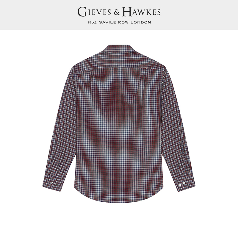 GIEVES&HAWKES/君皇仕GH男士格子休闲长袖衬衫纯棉刺绣G4865EI051 - 图0