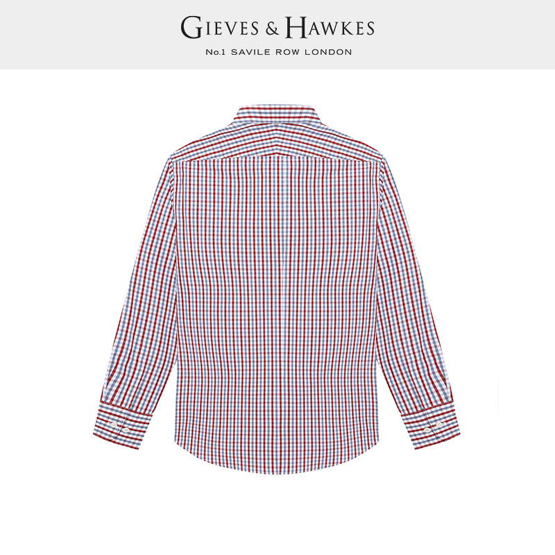 GIEVES&HAWKES/君皇仕男格纹商务休闲长袖衬衫衬衣纯棉G4739041I1 - 图0