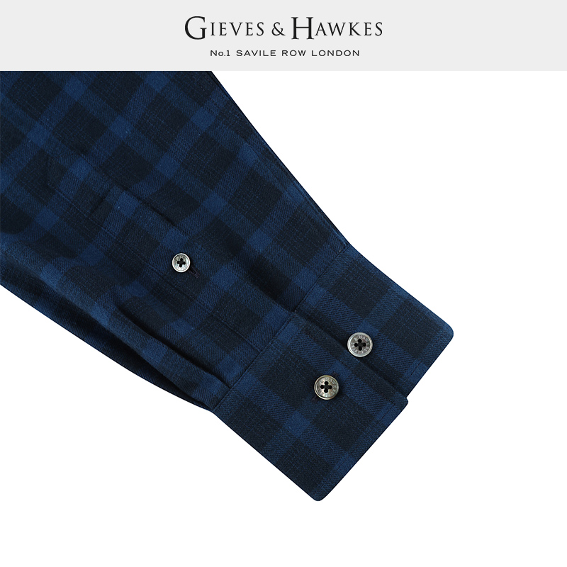 GIEVES&HAWKES/君皇仕GH男士长袖格子衬衫休闲外套纯棉G4865EI031 - 图2