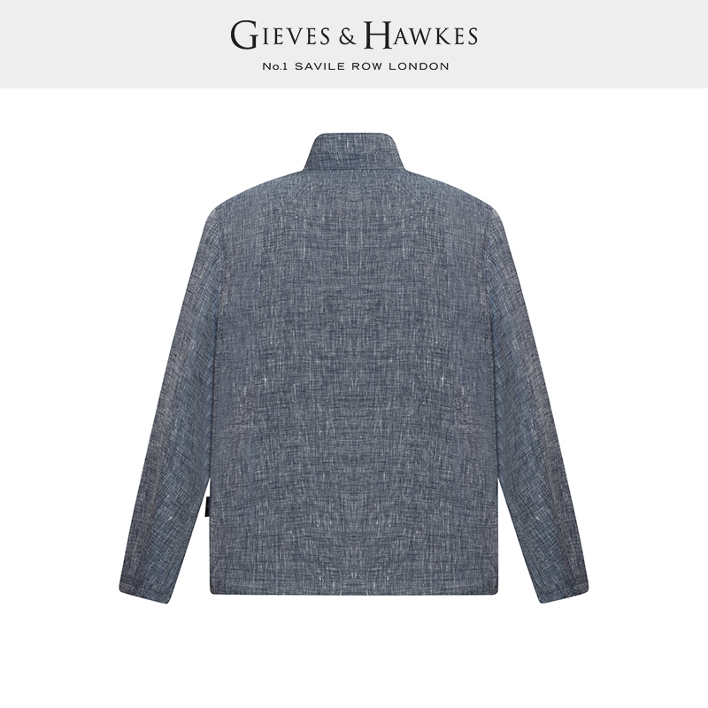 GIEVES&HAWKES/君皇仕男士立领纯亚麻夹克风衣薄外套G4950EI031 - 图0