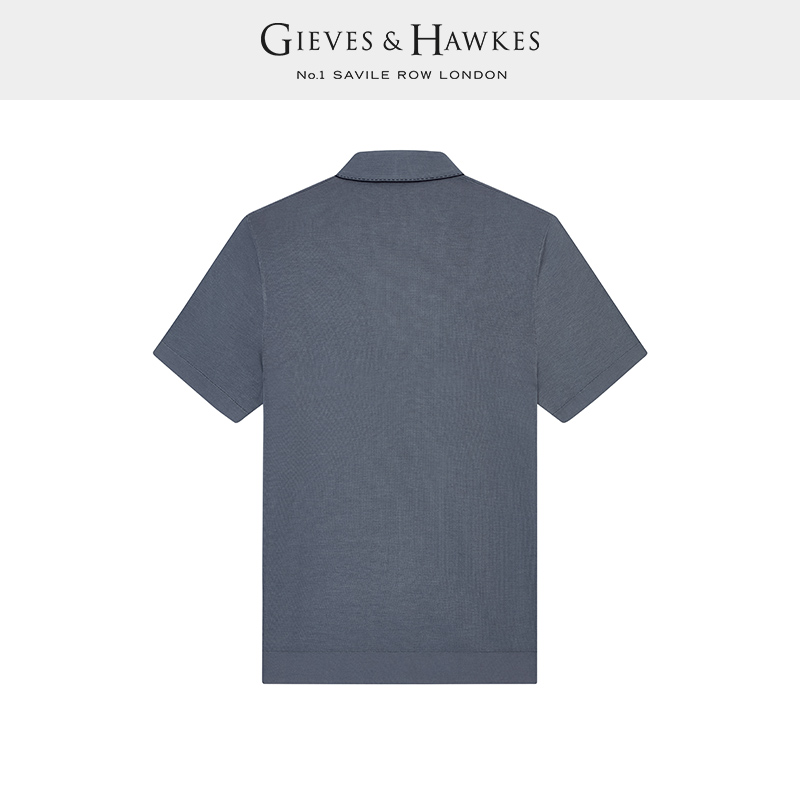 GIEVES&HAWKES/君皇仕君皇仕男士条纹桑蚕丝混纺POLO衫G49H9EI021 - 图0