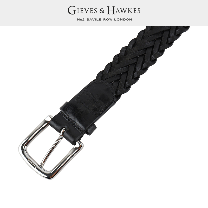 【礼物】GIEVES&HAWKES/君皇仕男士牛皮革编织皮带腰带G45B210031 - 图2