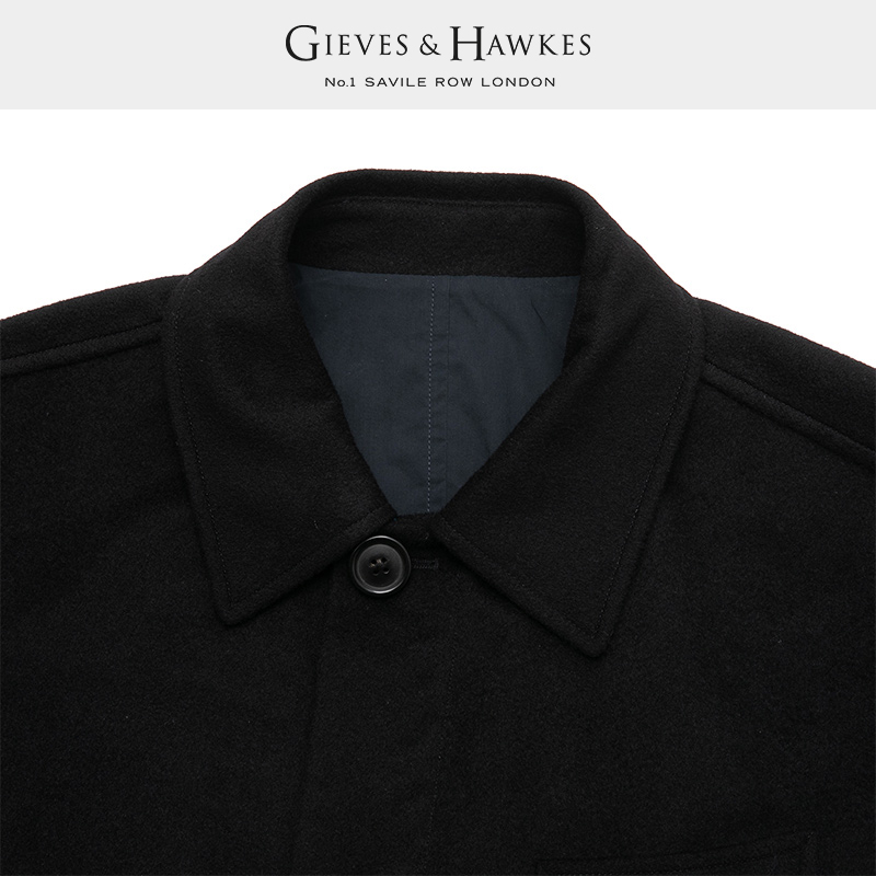 GIEVES&HAWKES/君皇仕GH男士羊毛羊绒正反两穿毛呢大衣G40I6AI011 - 图1