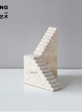 空合法式天然洞石拱门书档摆件