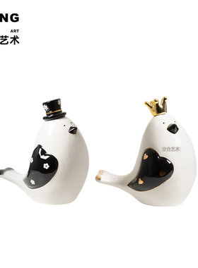 空合轻奢电镀动物陶瓷摆件