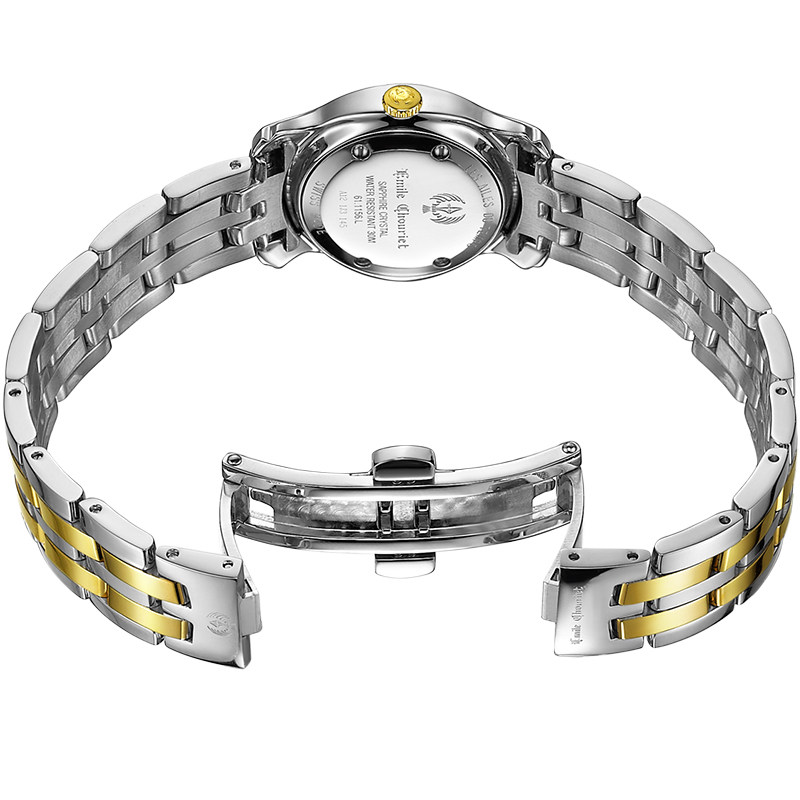 【品牌直营】艾米龙Emile Chouriet时光之翼间金色精钢带石英女表