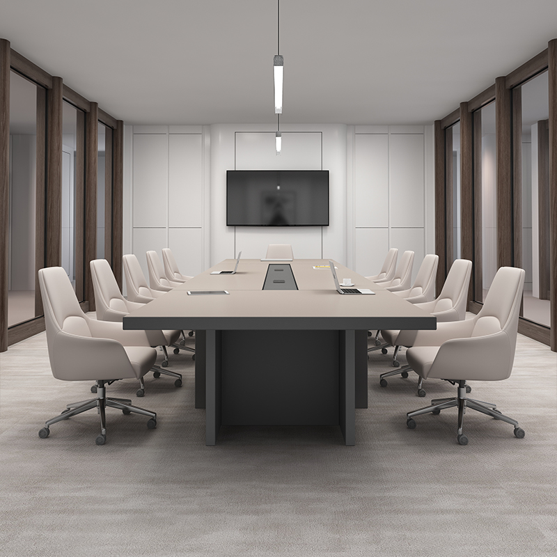中特会议桌加厚长条桌椅组合现代简约长方形大中型办公室洽谈桌 - 图0