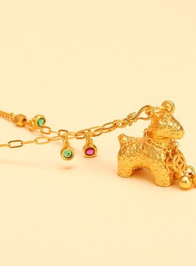 新中式马上有钱黄金色女毛衣链