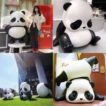 Cartoon Panda Rolling Sculpture Custom Mesh Red Beat Card Mall Door Head Shop Photo Floor Swing Piece Outdoor Decoration