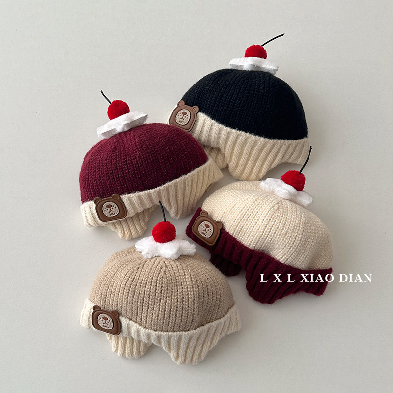 婴儿护耳帽秋冬季超萌可爱小熊拼色针织帽子男童女宝宝穿搭毛线帽,淘宝优惠券,粉丝福利购,淘宝优惠卷