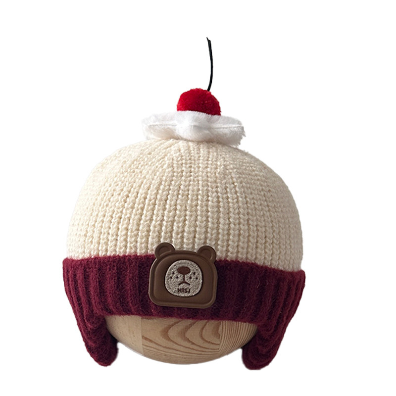 婴儿护耳帽秋冬季超萌可爱小熊拼色针织帽子男童女宝宝穿搭毛线帽,淘宝优惠券,粉丝福利购,淘宝优惠卷