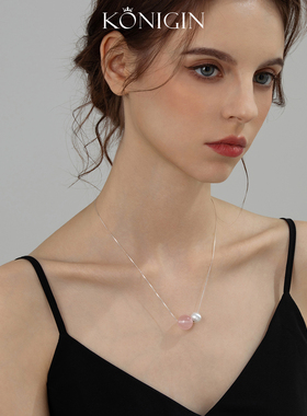 冰透海蓝宝项链女925纯银