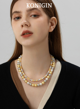 925纯银混彩糖果色珍珠项链女